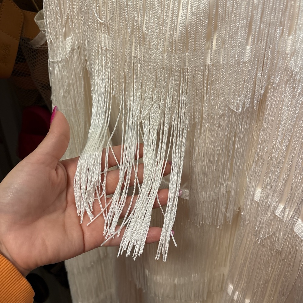 Le Lis White Layered Fringe A-Line Skirt - Picture 3 of 7